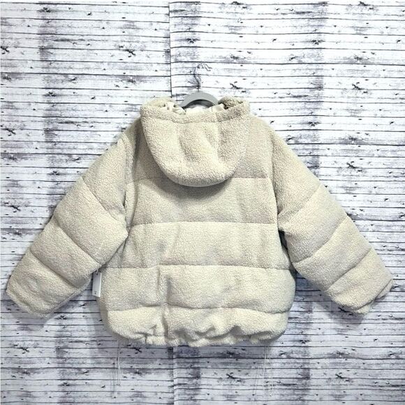 Good American Faux Shearling Cocoon Hooded Puffer Coat - Picture 2 of 12